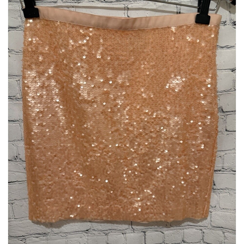 Ann Taylor Loft Peach Sequin Skirt Retail $88 Size 4 Petite